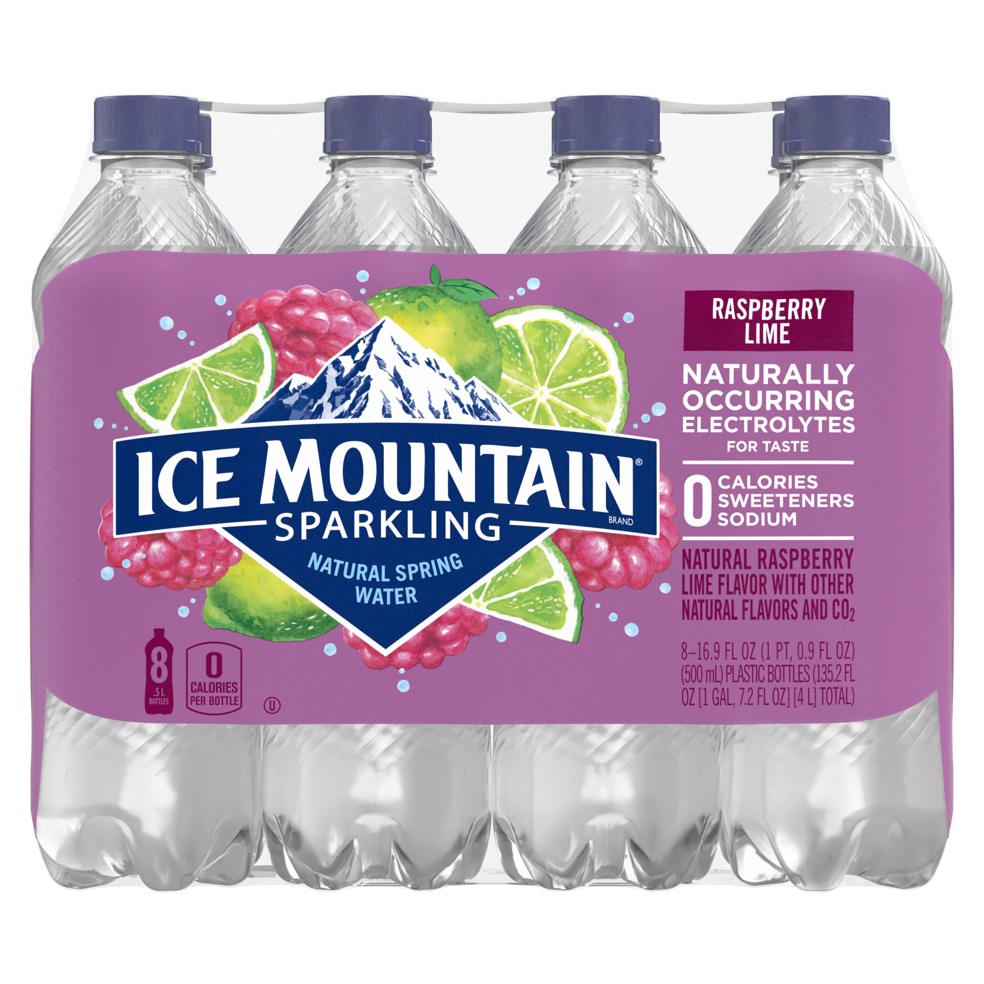 slide 5 of 5, Ice Mountain Sparkling Water, Raspberry Lime- 16.9 fl oz, 16.9 fl oz