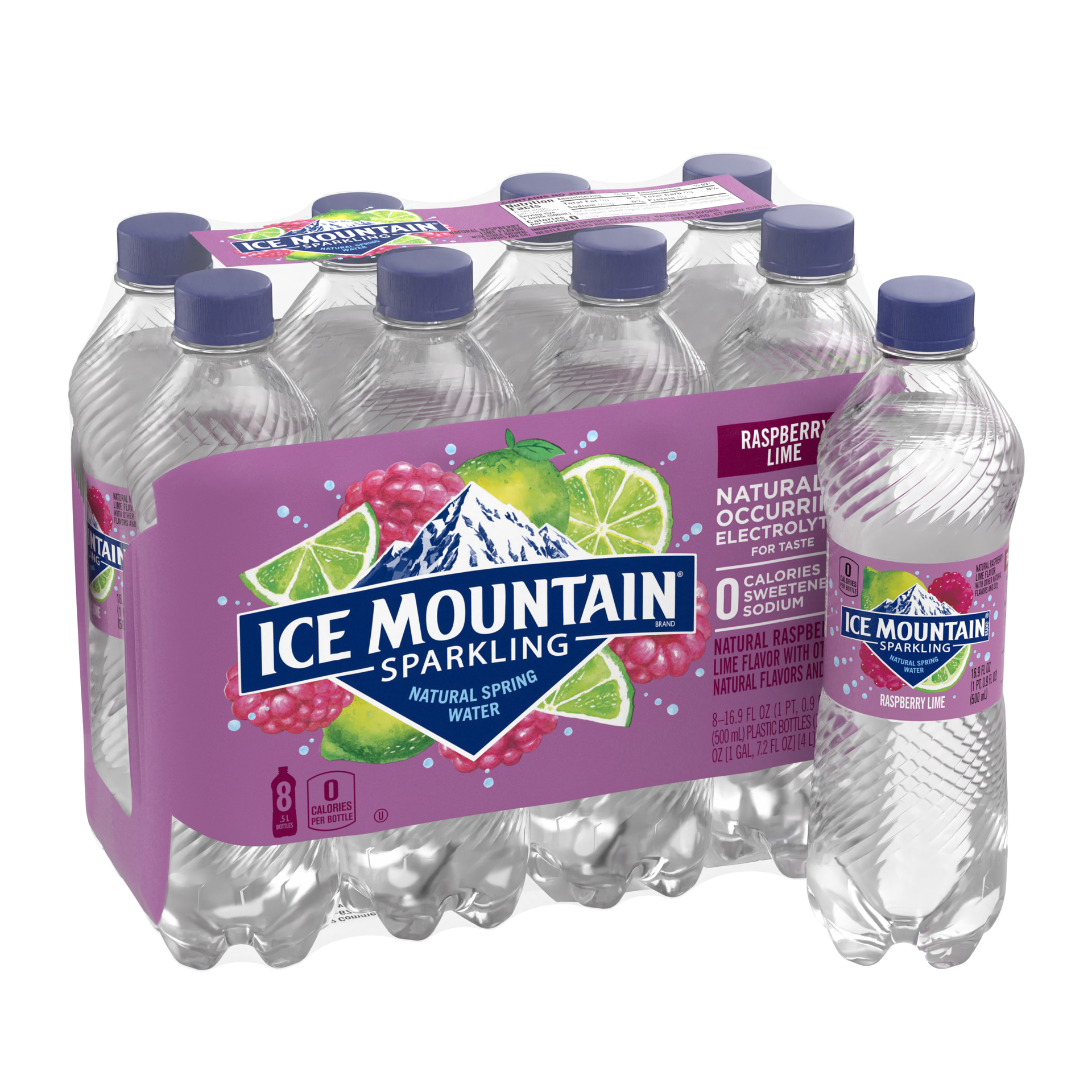 slide 3 of 5, Ice Mountain Sparkling Water, Raspberry Lime- 16.9 fl oz, 16.9 fl oz