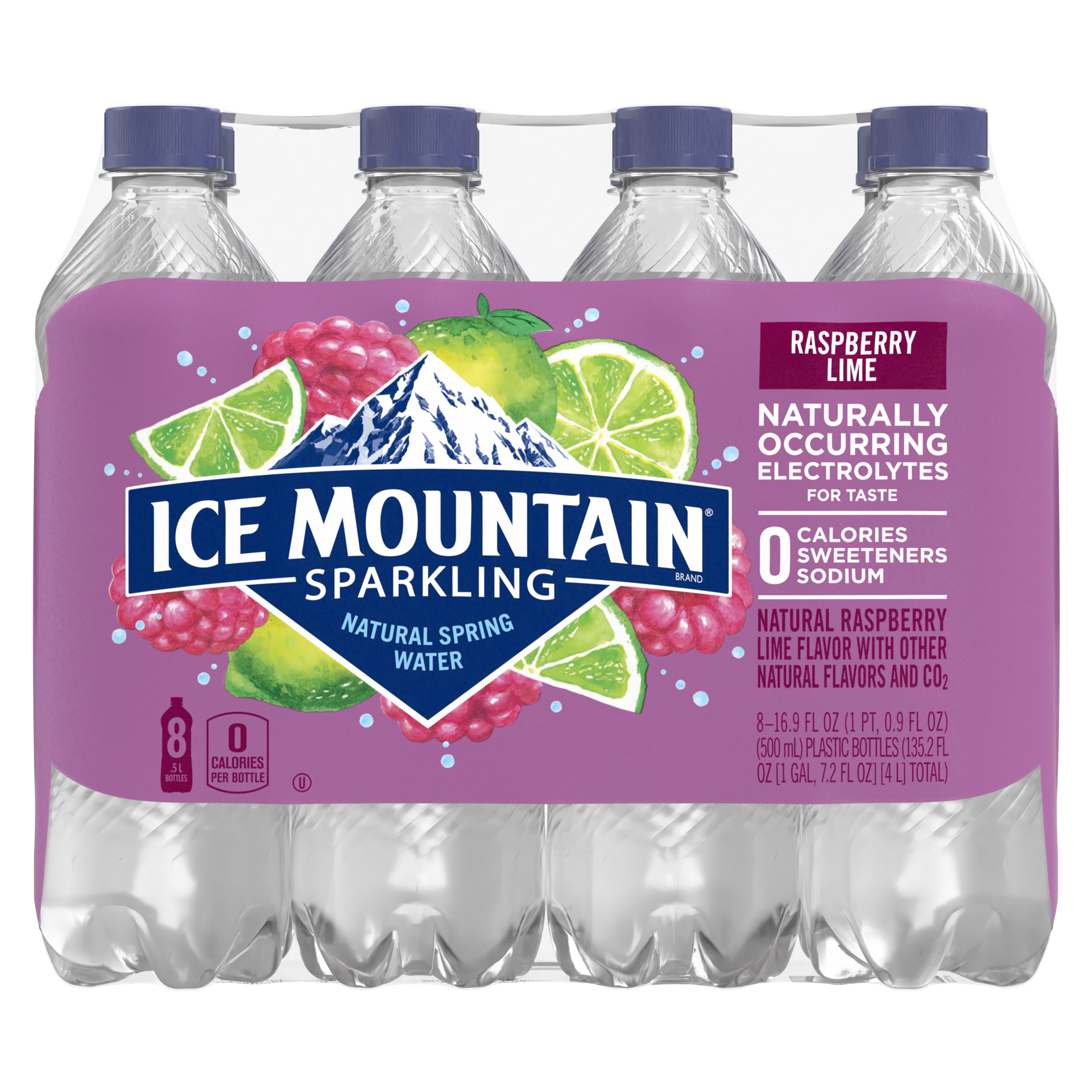 slide 1 of 5, Ice Mountain Sparkling Water, Raspberry Lime- 16.9 fl oz, 16.9 fl oz