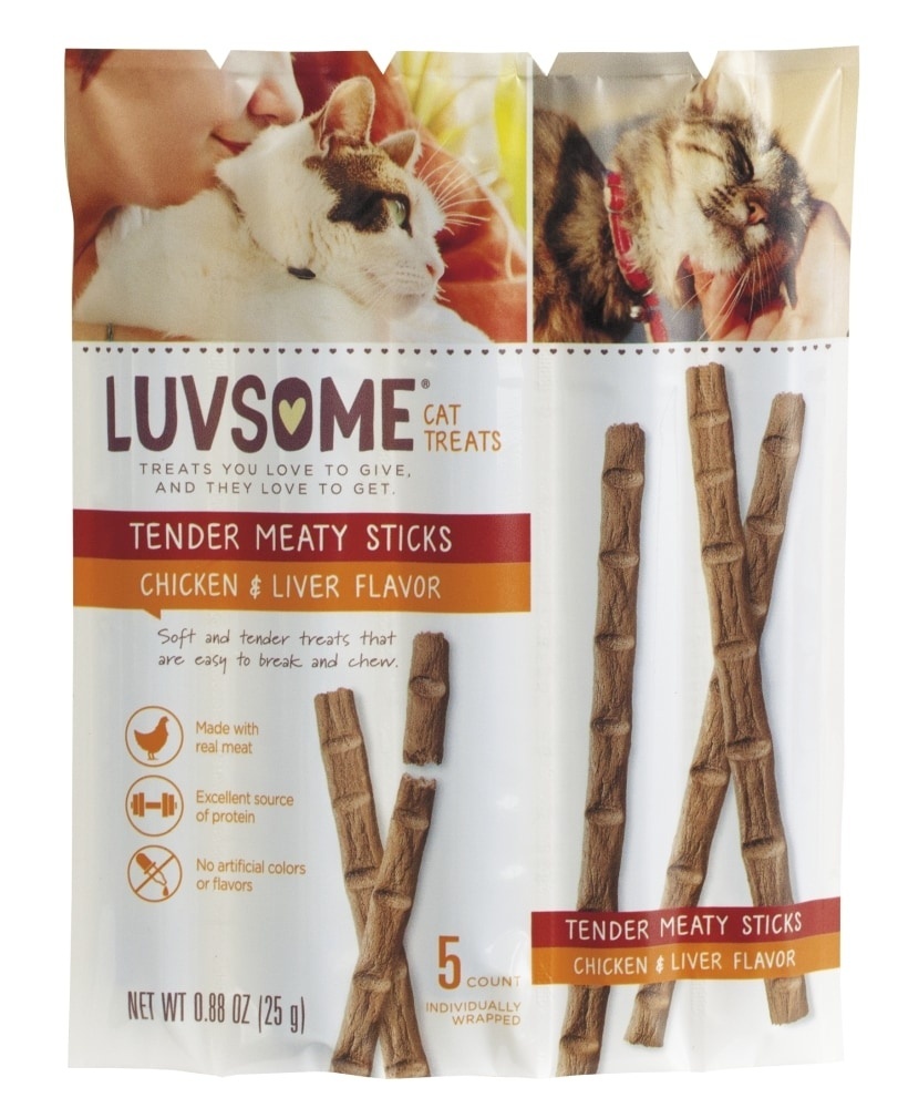 slide 1 of 1, Luvsome Chicken & Liver Cat Treats, 0.88 oz