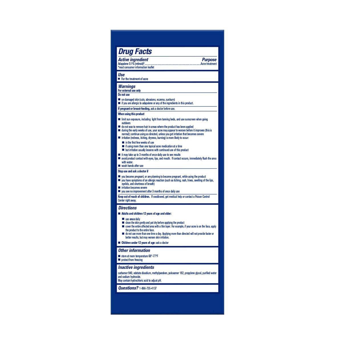 slide 39 of 64, Differin 0.1% Adapalene Acne Treatment Gel, 45g Tube, 45 g