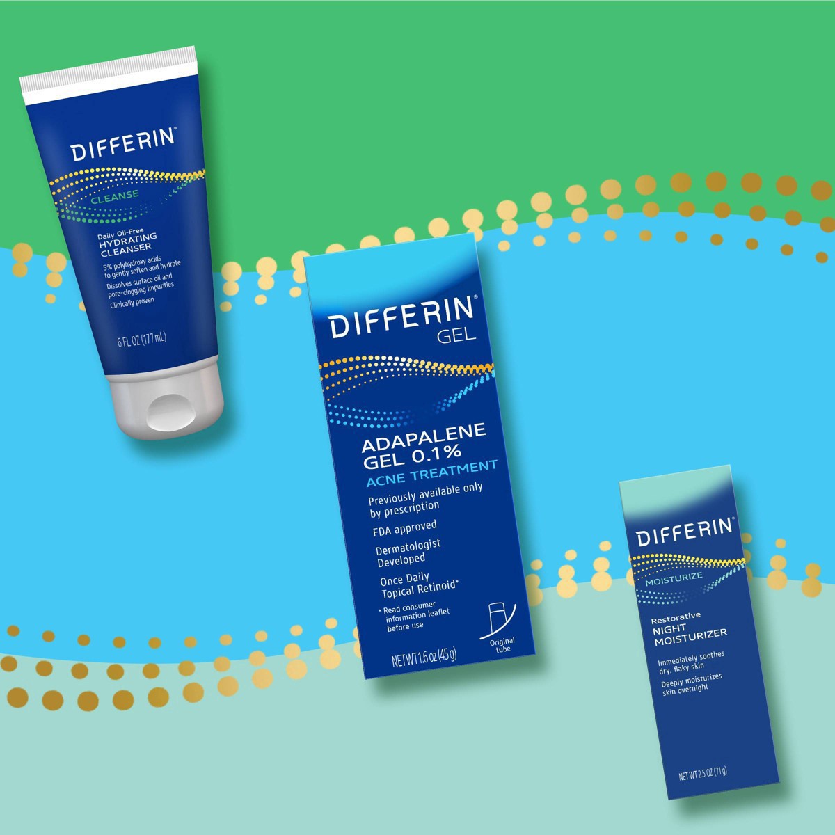 slide 63 of 64, Differin 0.1% Adapalene Acne Treatment Gel, 45g Tube, 45 g