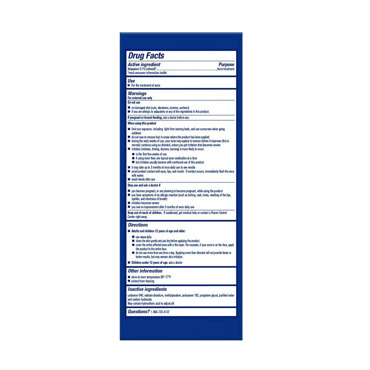 slide 44 of 64, Differin 0.1% Adapalene Acne Treatment Gel, 45g Tube, 45 g