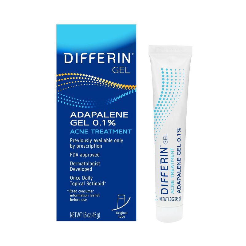 slide 1 of 64, Differin 0.1% Adapalene Acne Treatment Gel, 45g Tube, 45 g