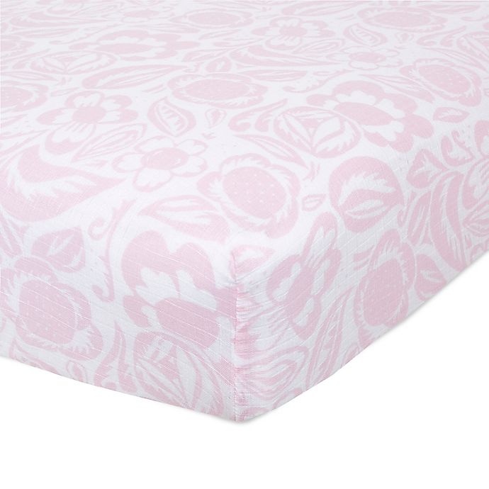 slide 1 of 2, aden + anais essentials Damsel Fitted Crib Sheet - Pink, 1 ct