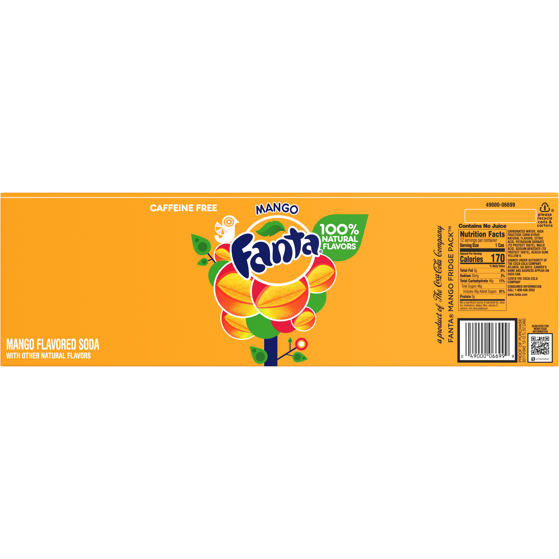slide 2 of 7, Fanta Mango Fruit Flavored Soda Soft Drink, 12 fl oz, 12 Pack, 144 fl oz