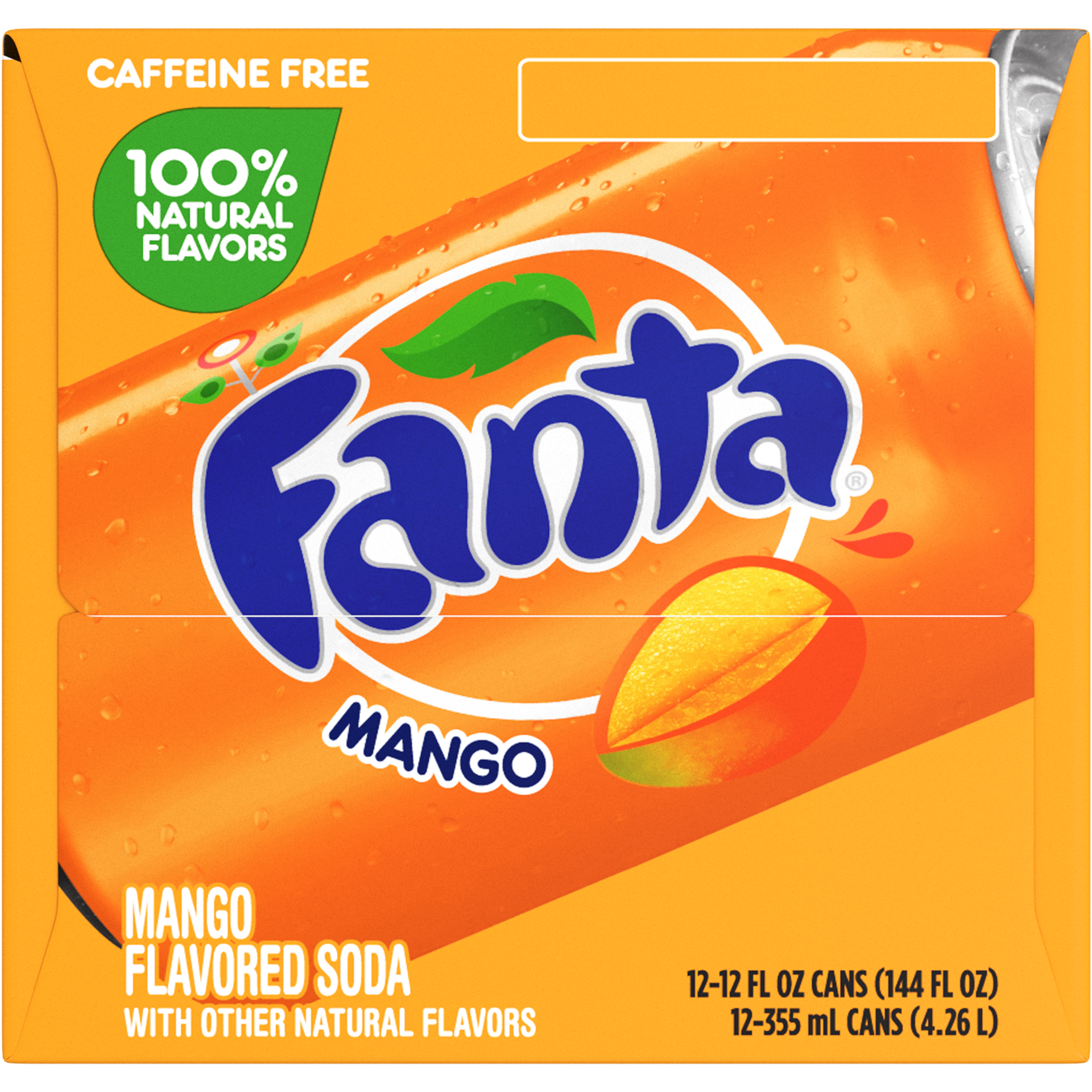 slide 3 of 7, Fanta Mango Fruit Flavored Soda Soft Drink, 12 fl oz, 12 Pack, 144 fl oz