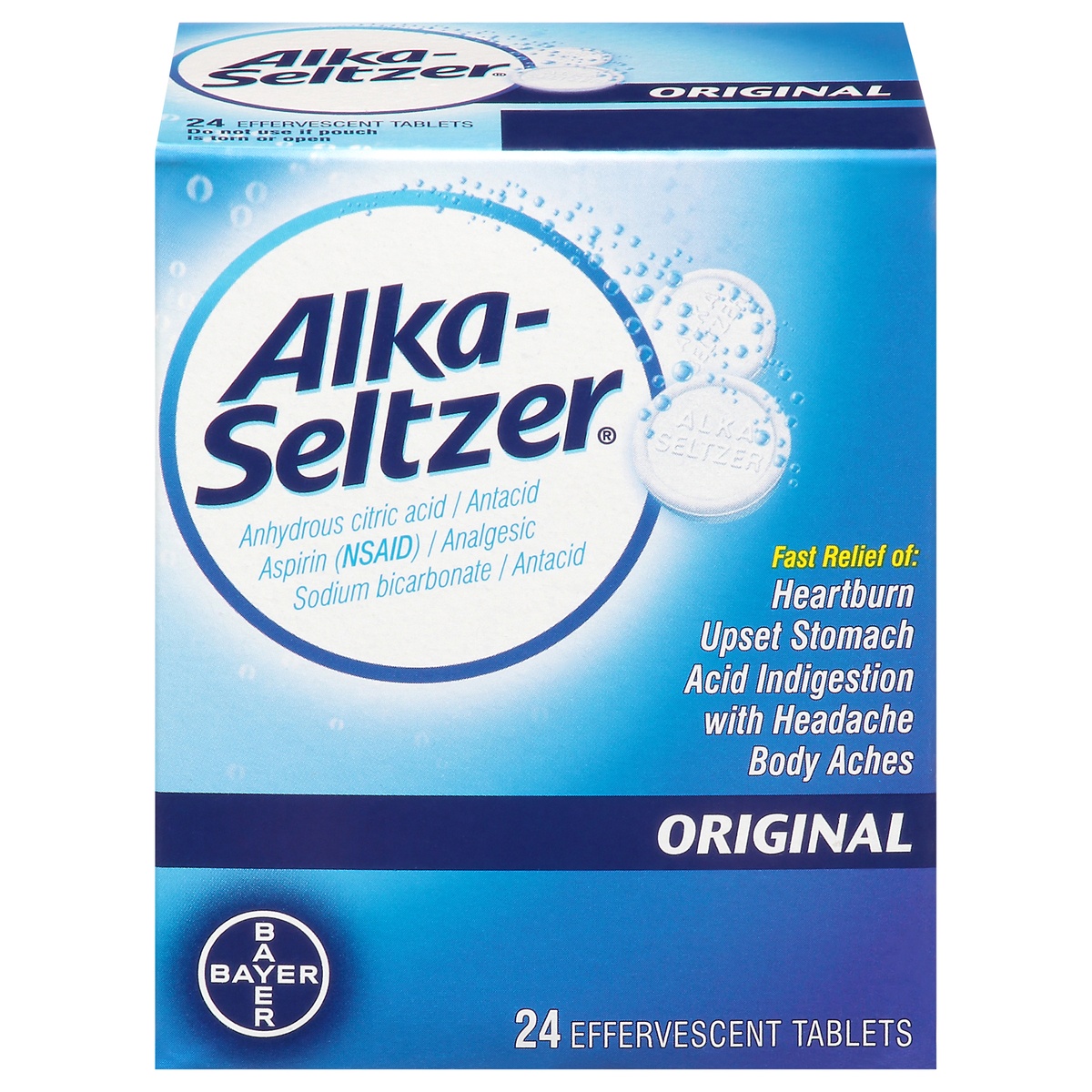 slide 1 of 1, Alka-Seltzer Original Antacid Effervescent Tablets 24 ea Box, 24 ct