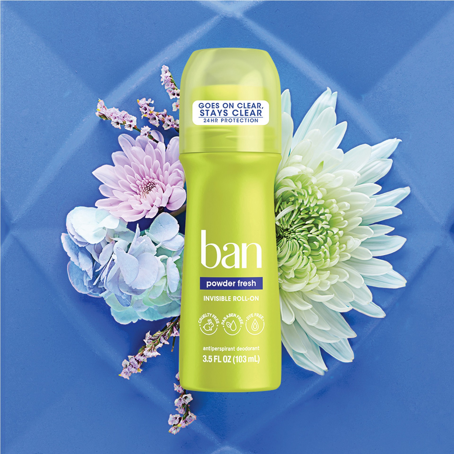 slide 5 of 9, Ban Invisible Roll-On Antiperspirant Deodorant, 24 Hour Protection, Powder Fresh, 3.5 oz, 3.5 fl oz