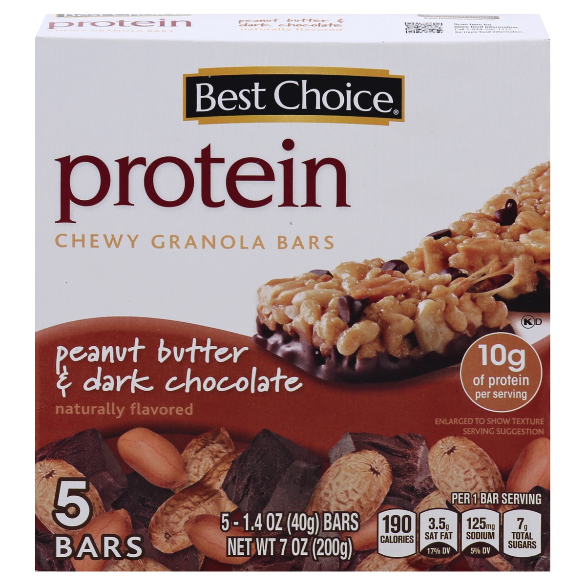 slide 1 of 1, Best Choice Peanut Butter Dark Chocolate Chewy Protein Bar, 5 ct