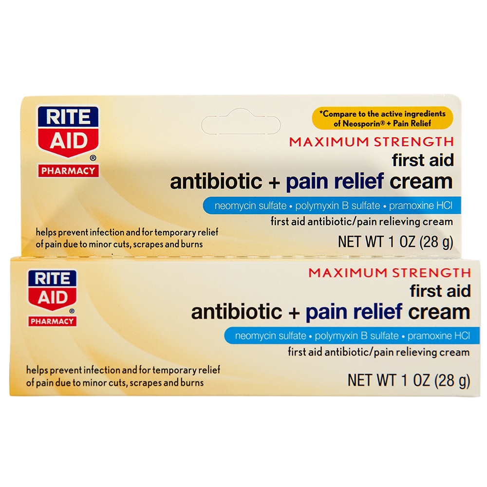 slide 1 of 3, Rite Aid First Aid Antibiotic & Pain Relief Cream, Maximum Strength, 1 oz