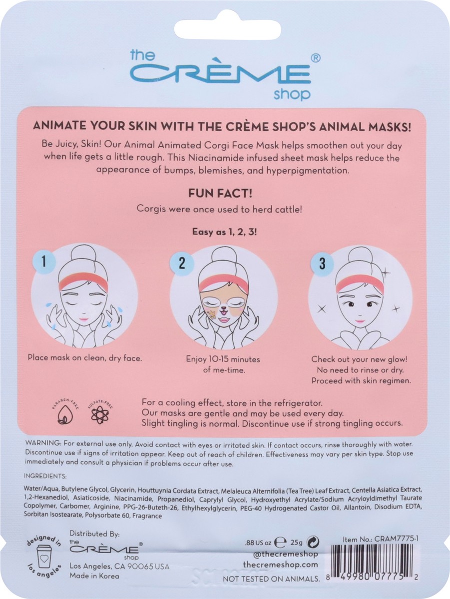 slide 7 of 13, The Crème Shop Animated Corgi Face Mask 0.88 oz, 0.88 oz
