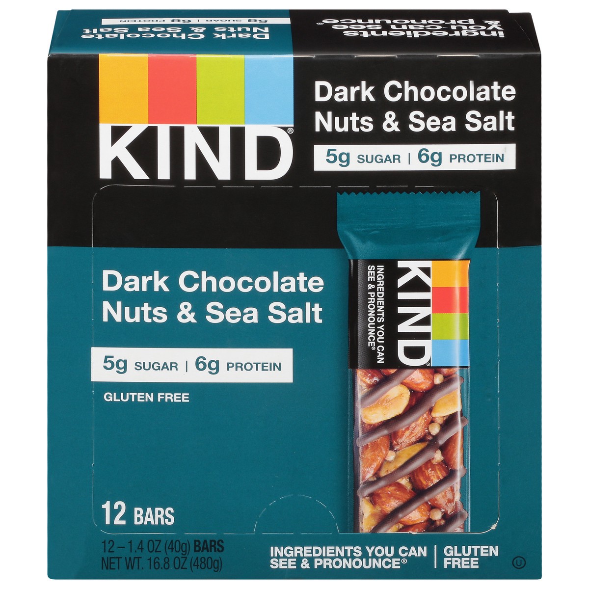slide 1 of 13, KIND Gluten Free 12 Pack Dark Chocolate Nuts & Sea Salt Bars 12 ea, 12 ct