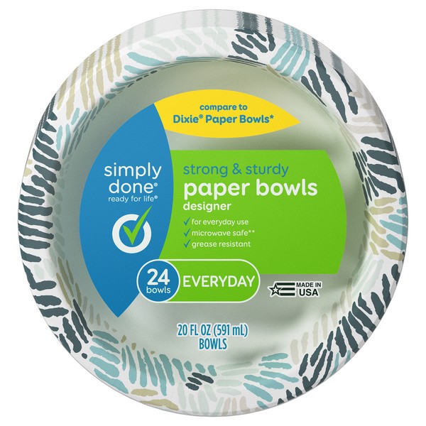 slide 1 of 9, Simply Done Everyday Paper Bowls 24 ea, 24 ct