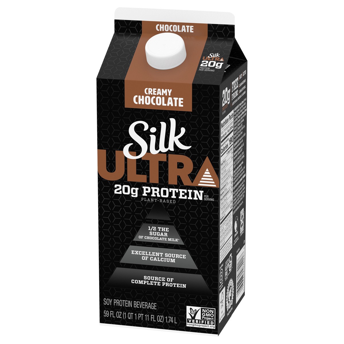 slide 6 of 14, Silk Ultra, 20G Complete Plant Based Protein Performance Drink, Creamy Chocolate, 59oz., Dairy-Free, Non-GMO Project Verified, 59 fl oz