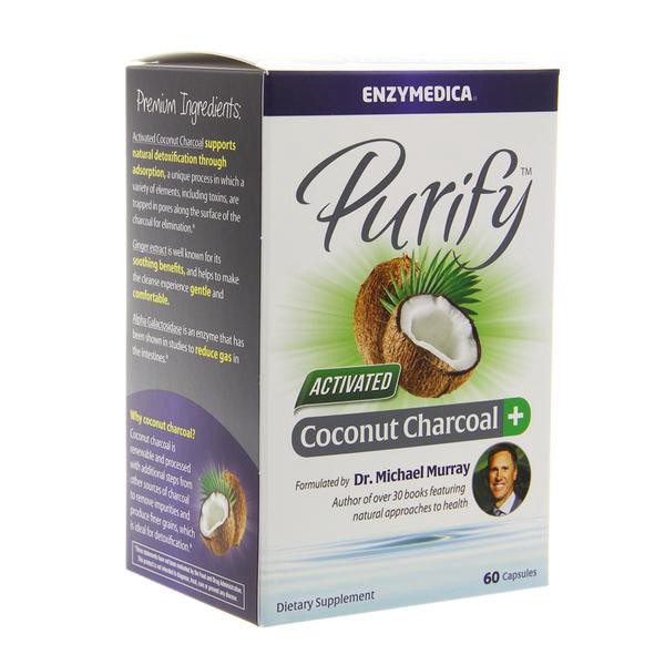 slide 1 of 1, Enzymedica Purify Charcoal Plus Coconut, 60 ct