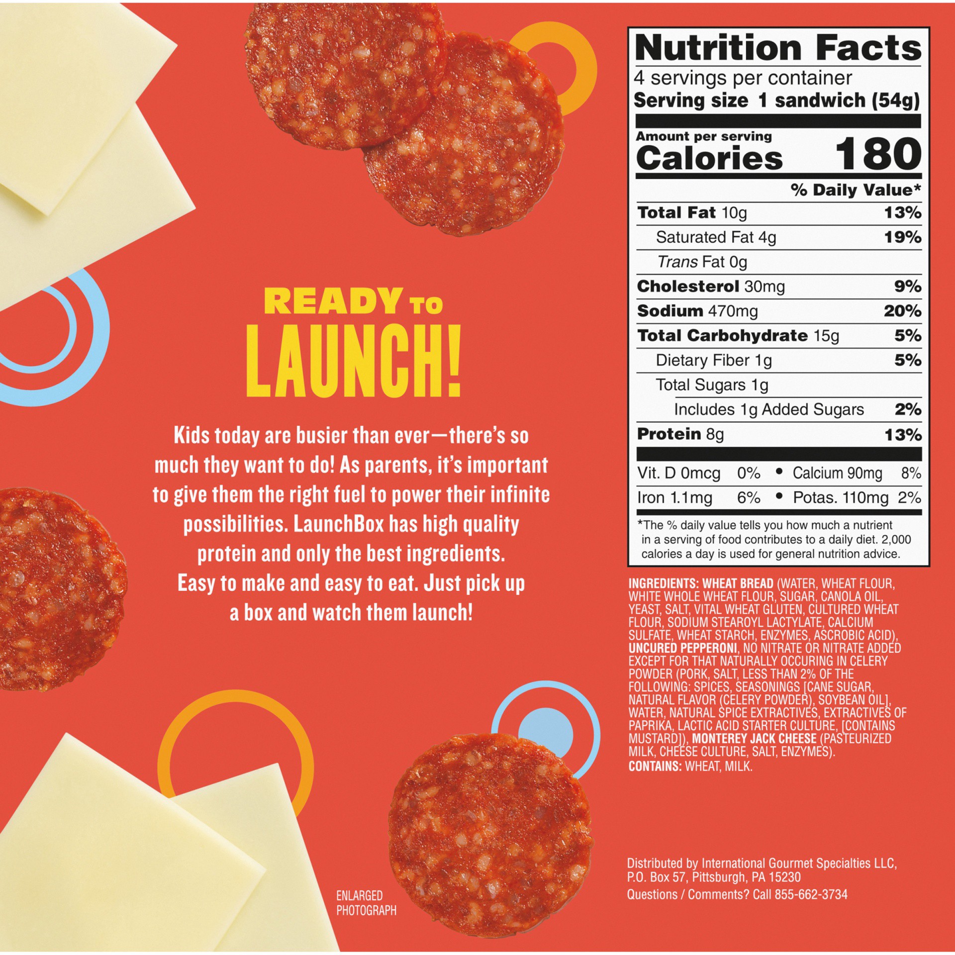 slide 11 of 13, LaunchBox Poppin' Pepperoni & Monterey Jack Cheese Frozen Sandwiches, 4 ct Box, 4 ct