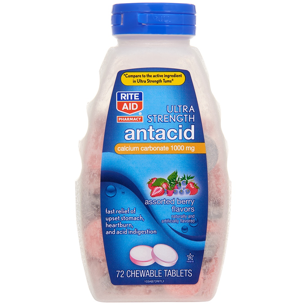 slide 1 of 2, Rite Aid Ultra Strength Antacid, Assorted Berry, 72 ct