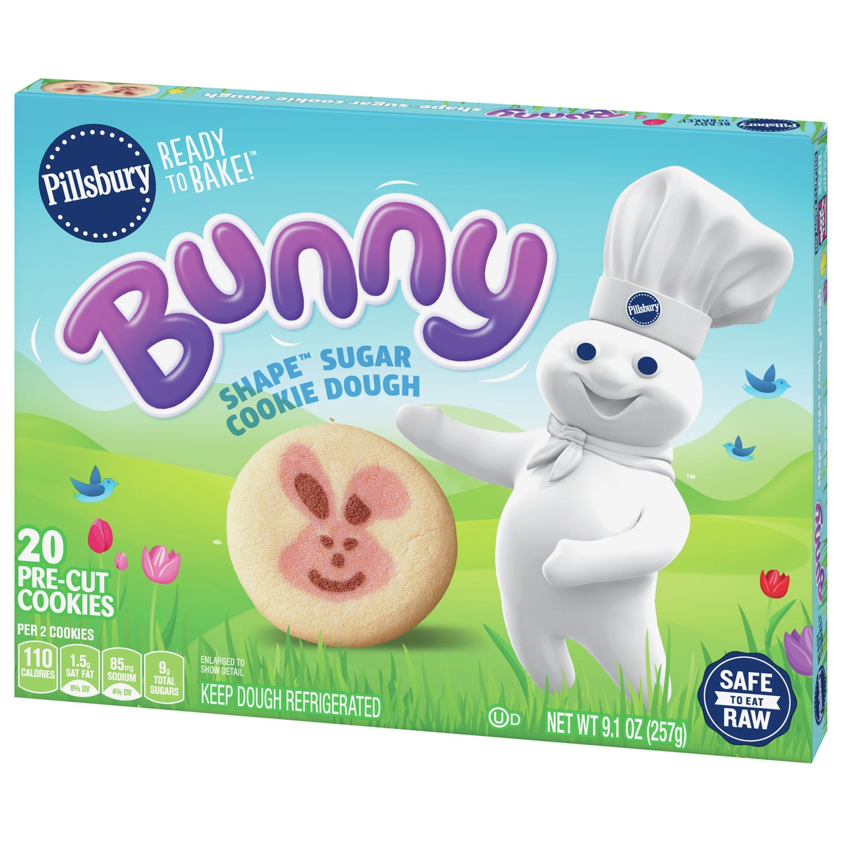 slide 3 of 13, Pillsbury Ready To Bake Bunny Shape Sugar Cookie Dough, 20 Cookies, 9.1 oz, 9.1 oz