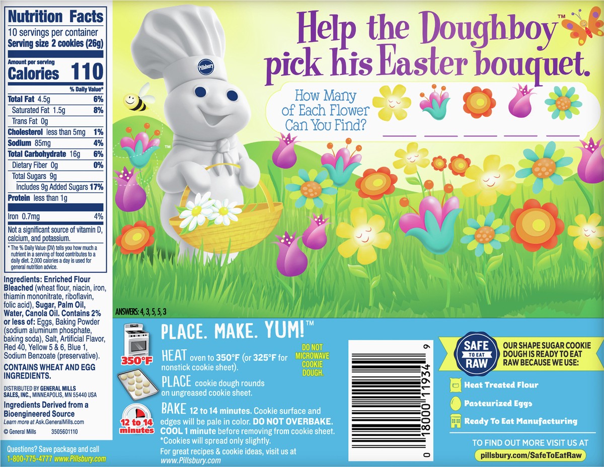 slide 4 of 13, Pillsbury Ready To Bake Bunny Shape Sugar Cookie Dough, 20 Cookies, 9.1 oz, 9.1 oz