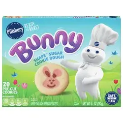Pillsbury Ready To Bake Bunny Shape Sugar Cookie Dough, 20 Cookies, 9.1 oz