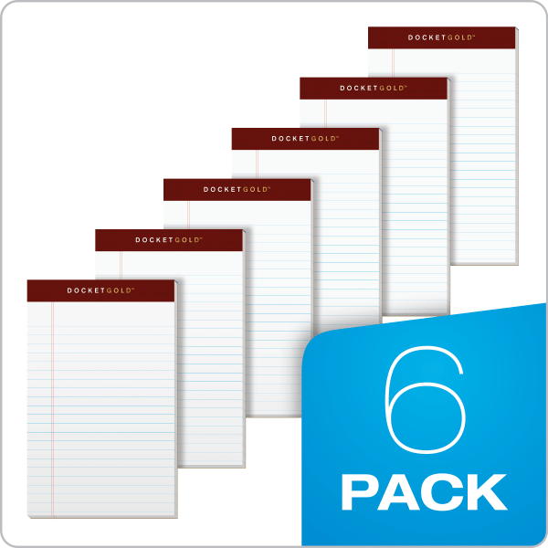 slide 4 of 8, TOPS Docket Writing Tablet, Jr. Legal Rule, White, 6 pk; 50 ct; 5 in x 8 in