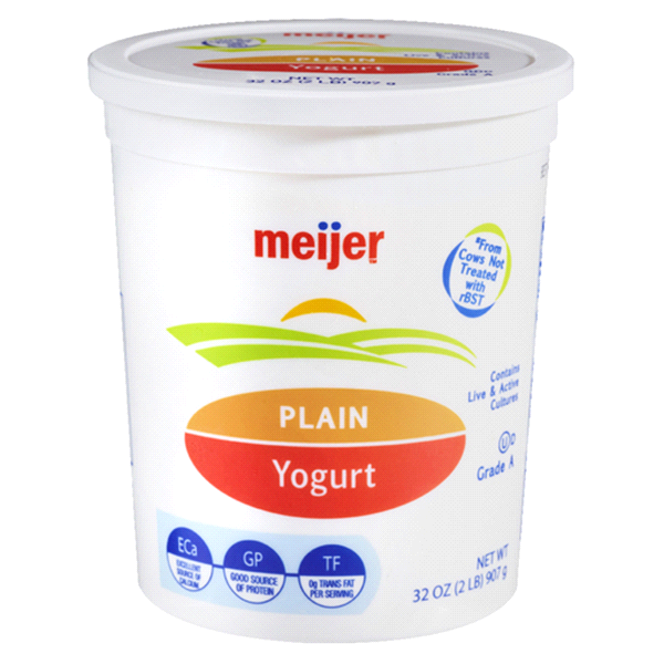 slide 1 of 1, Meijer All Natural Plain Whole Milk Yogurt, 32 oz