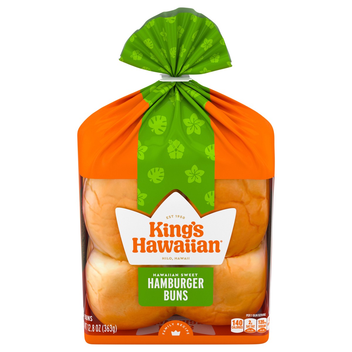 slide 1 of 2, King's Hawaiian Original Hawaiian Sweet Hamburger Buns, 8 Ct, 12.8 oz, 8 ct