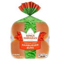 King's Hawaiian Original Hawaiian Sweet Hamburger Buns, 8 Ct, 12.8 oz