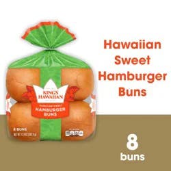 KING'S HAWAIIAN Original Hawaiian Sweet Hamburger Buns, Bread Buns, 8 Count