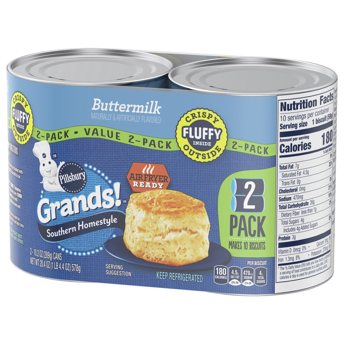 slide 3 of 9, Grands! Southern Homestyle Buttermilk Biscuits, 2-Pack, 2 ct