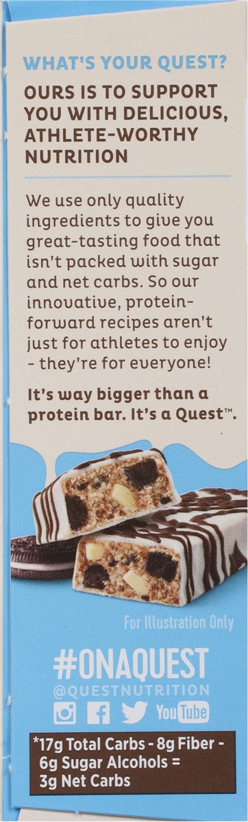 slide 9 of 9, Quest Dipped Cookies & Cream Protein Bars, 4 ct