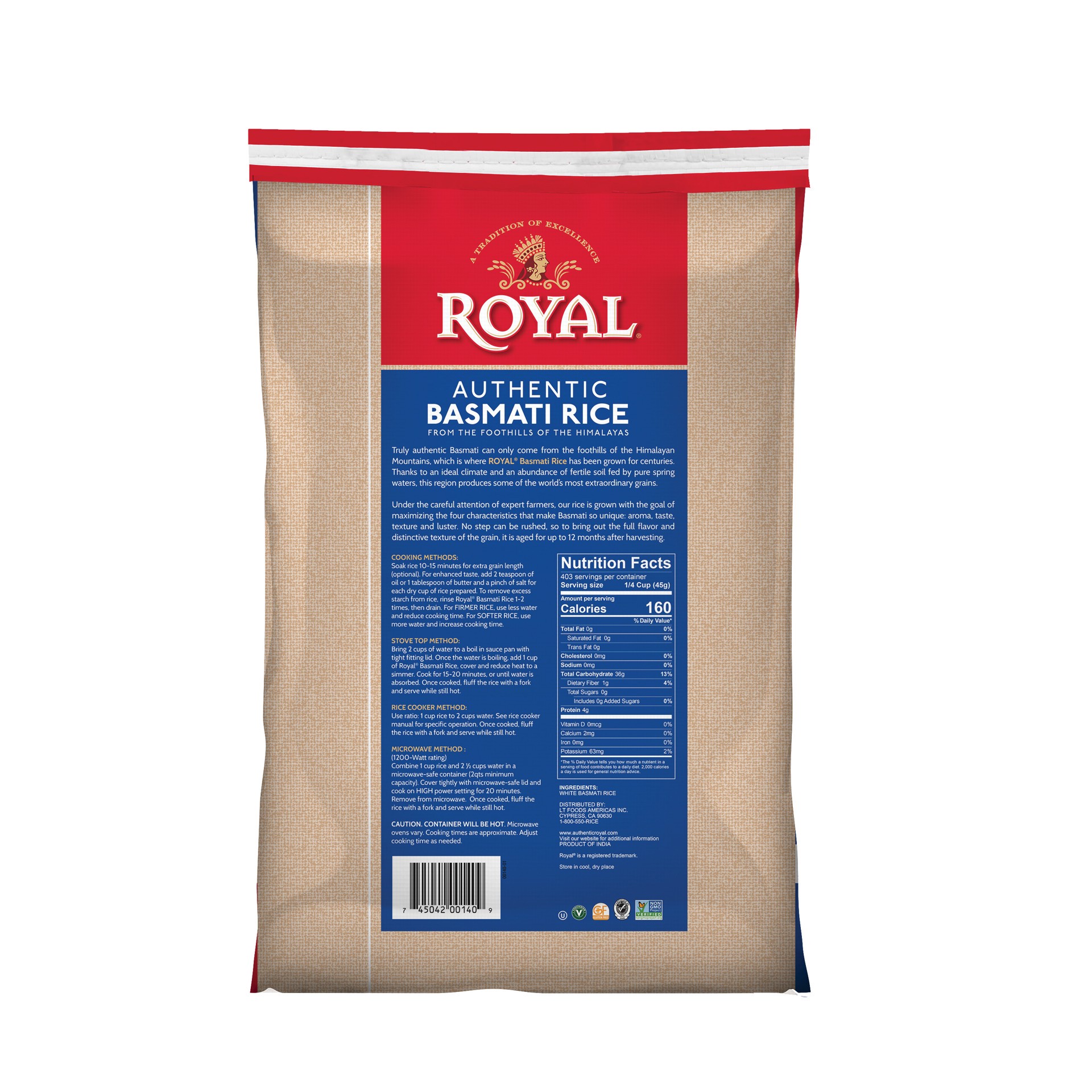 slide 2 of 8, Royal Authentic Royal Basmati White Rice, 40 lbs, 640