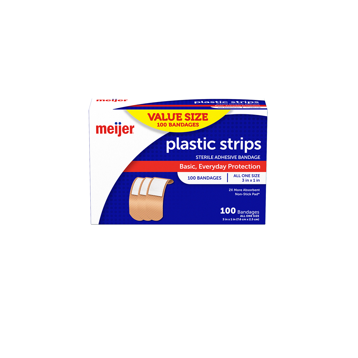 slide 1 of 29, Meijer Plastic Bandages 1"x3", 100 ct