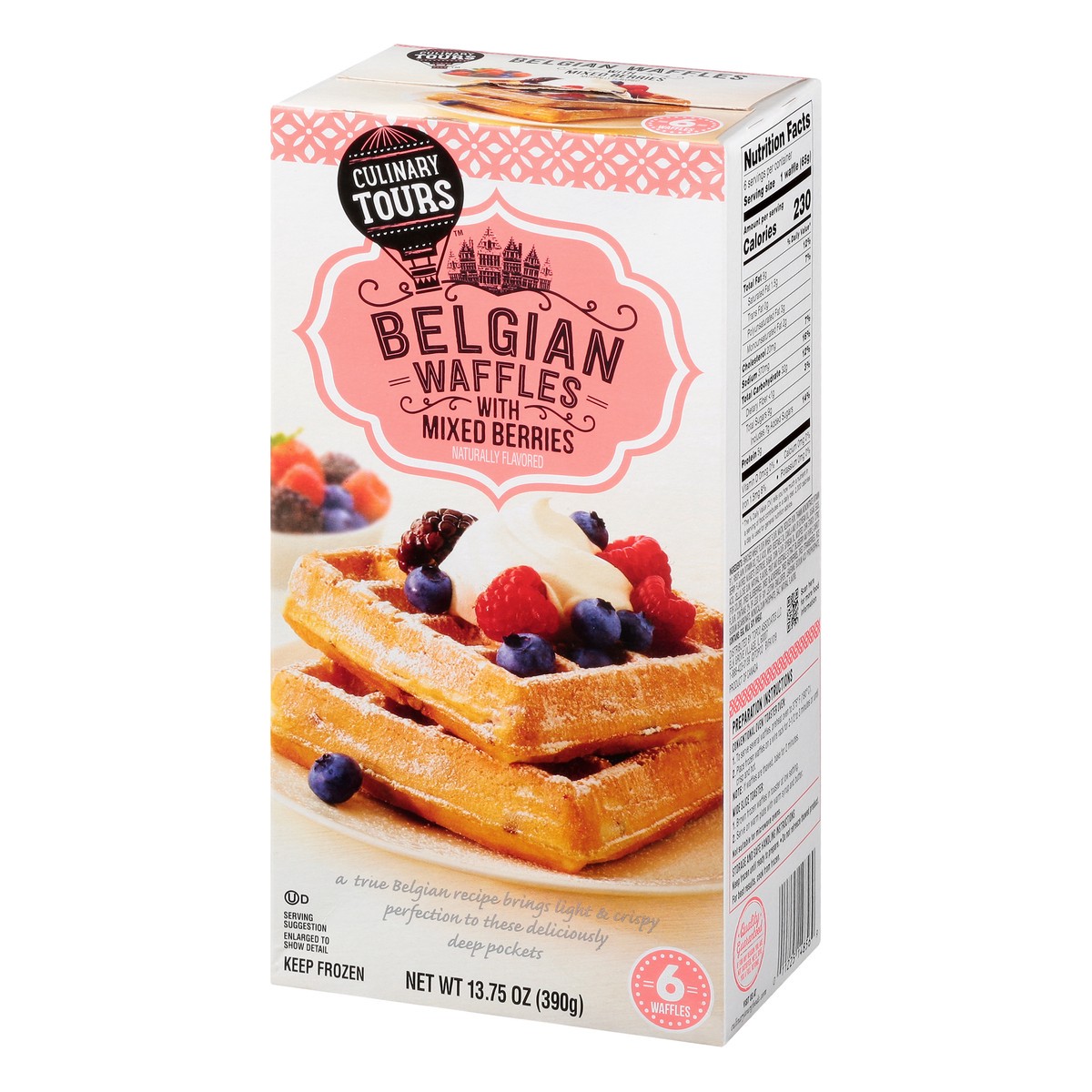 slide 2 of 9, Culinary Tours Belgian With Mixed Berries Waffles 6 ea, 13.75 oz