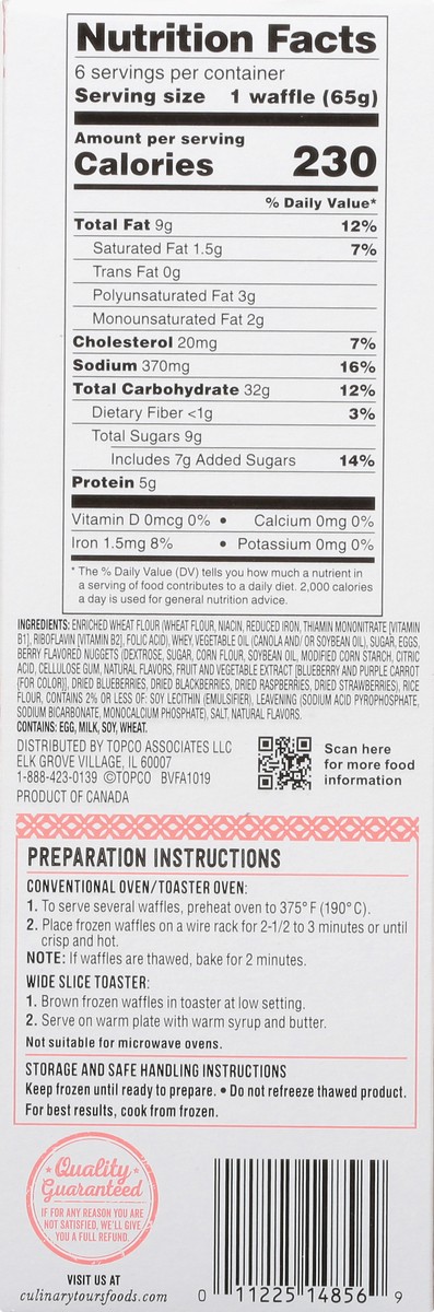 slide 4 of 9, Culinary Tours Belgian With Mixed Berries Waffles 6 ea, 13.75 oz