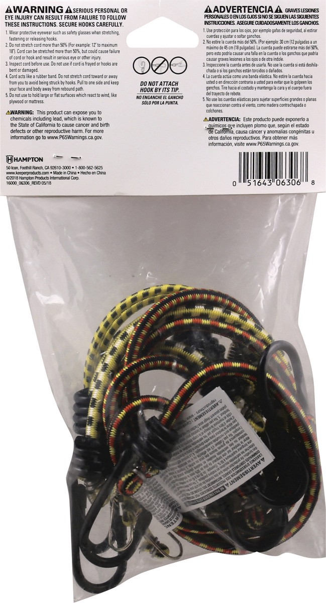 slide 4 of 7, Keeper Bungee Cords 6 ea, 6 ct