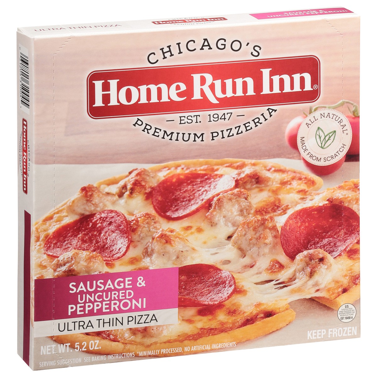 slide 2 of 11, Home Run Inn Sausage & Uncured Pepperoni Ultra Thin Pizza 5.2 oz, 5.2 oz