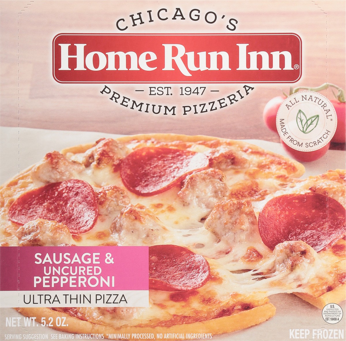 slide 8 of 11, Home Run Inn Sausage & Uncured Pepperoni Ultra Thin Pizza 5.2 oz, 5.2 oz