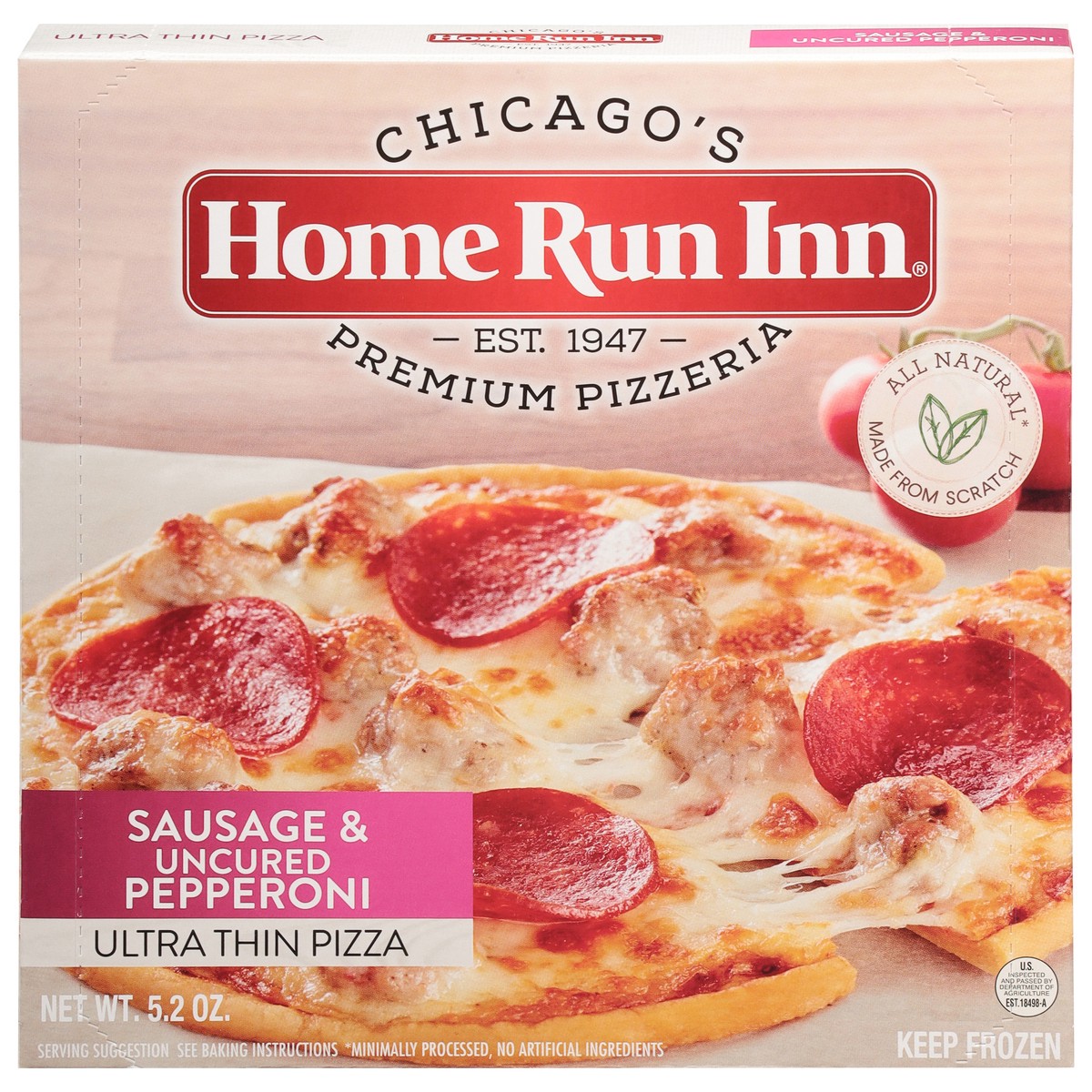 slide 6 of 11, Home Run Inn Sausage & Uncured Pepperoni Ultra Thin Pizza 5.2 oz, 5.2 oz