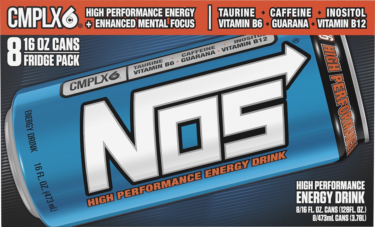 slide 2 of 2, NOS High Performance Energy Drink Fridge Pack 8 - 16 fl oz Cans, 8 ct