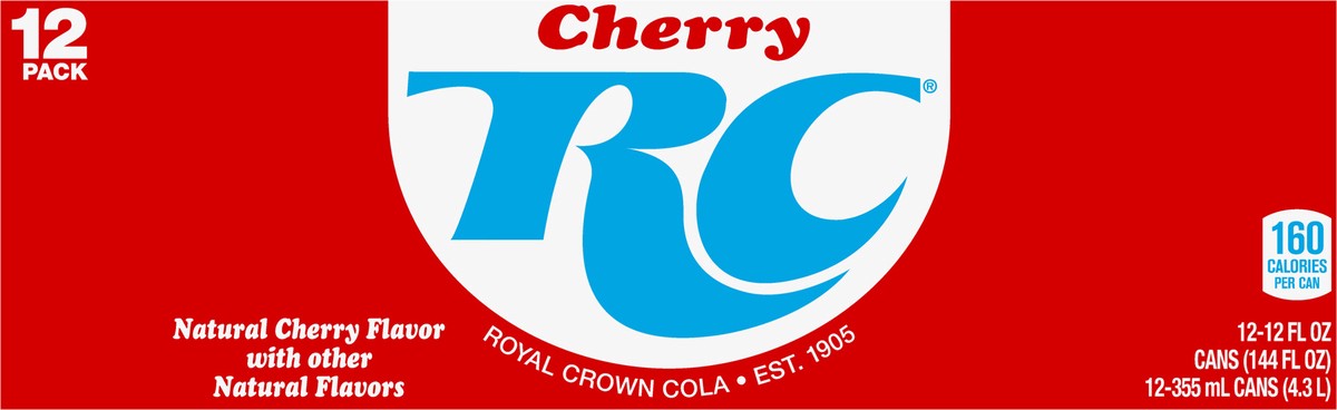 slide 4 of 9, RC Cola RC Cherry Cola Soda, 12 ct