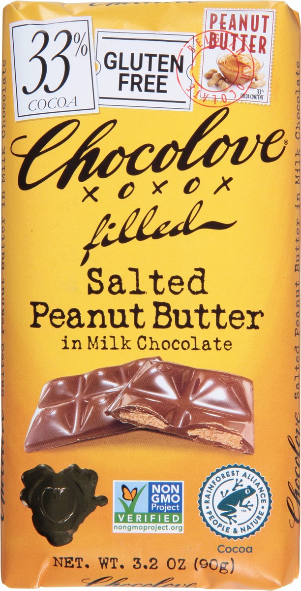 slide 6 of 9, Chocolove Filled Salted Peanut Butter In Milk Chocolate, 33% Cocoa Content, 3.2 oz