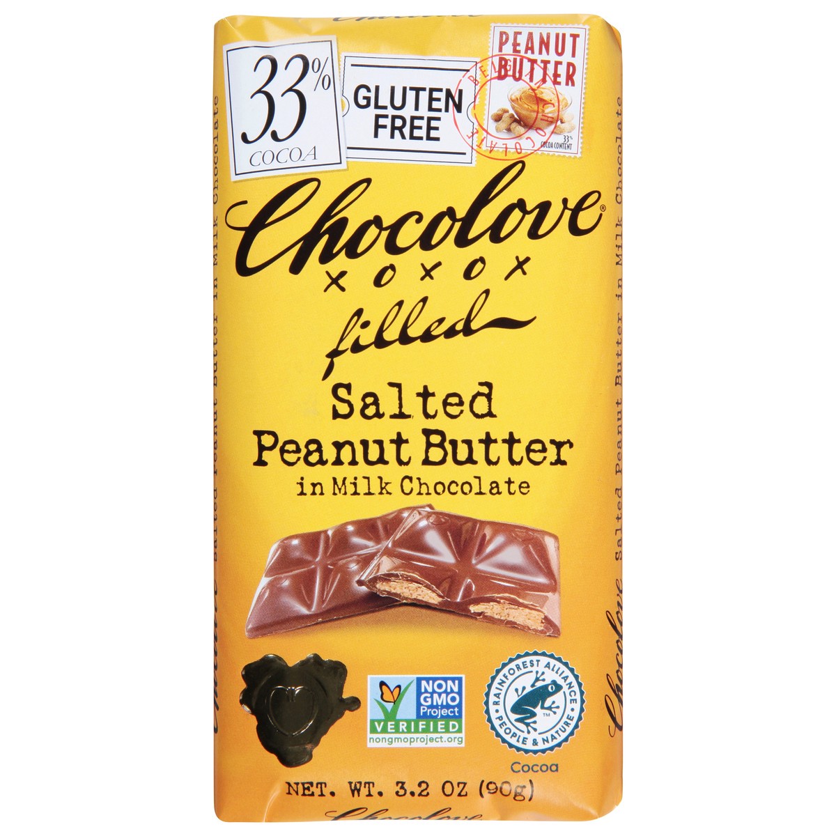 slide 1 of 9, Chocolove Filled Salted Peanut Butter In Milk Chocolate, 33% Cocoa Content, 3.2 oz