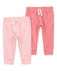 Carter's Baby 2-Pack Pull-On Pants Pink 9M