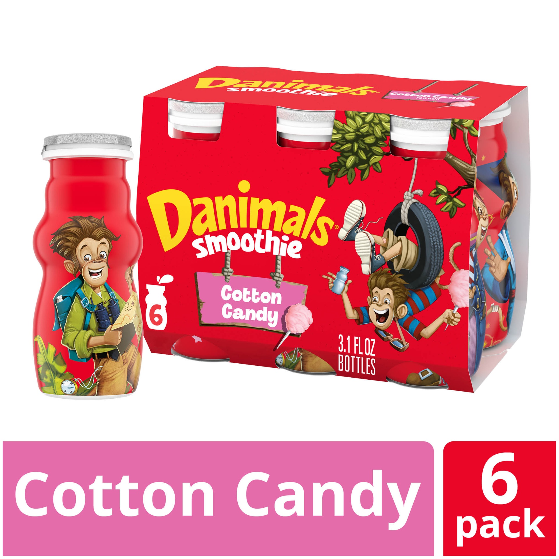 slide 1 of 7, Danimals Cotton Candy Smoothies Bottles, 3.1 fl oz