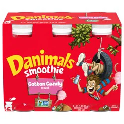 Danimals Smoothies Cotton Candy Dairy Drink Multi-Pack, 6 Ct, 3.1 OZ Smoothie Bottles
