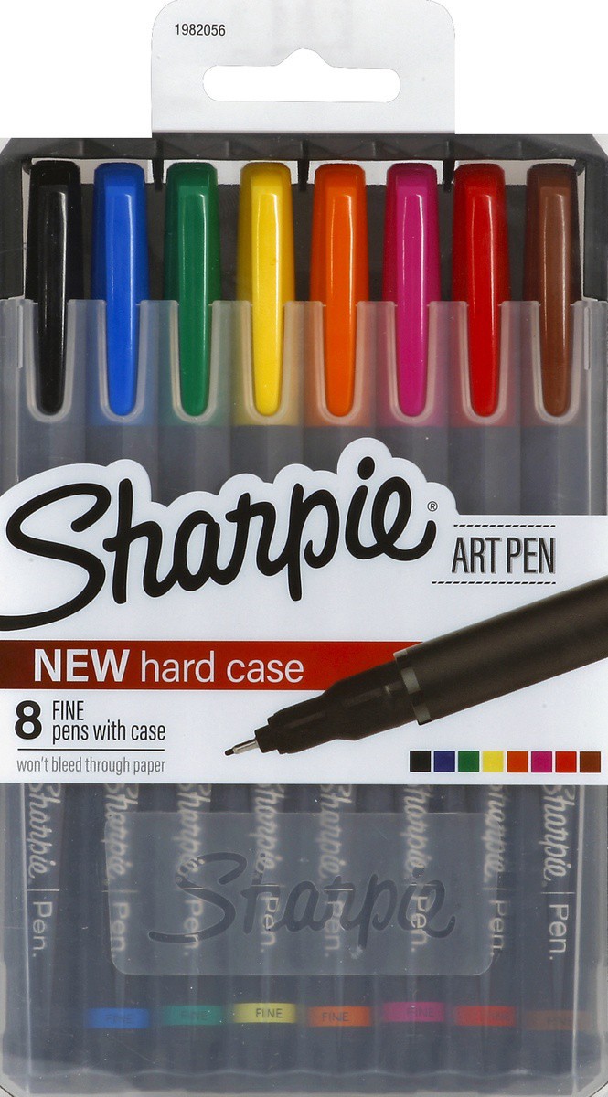 slide 2 of 2, Sharpie Art Pens, Fine Point, Assorted Colors, Hard Case, 8 ct