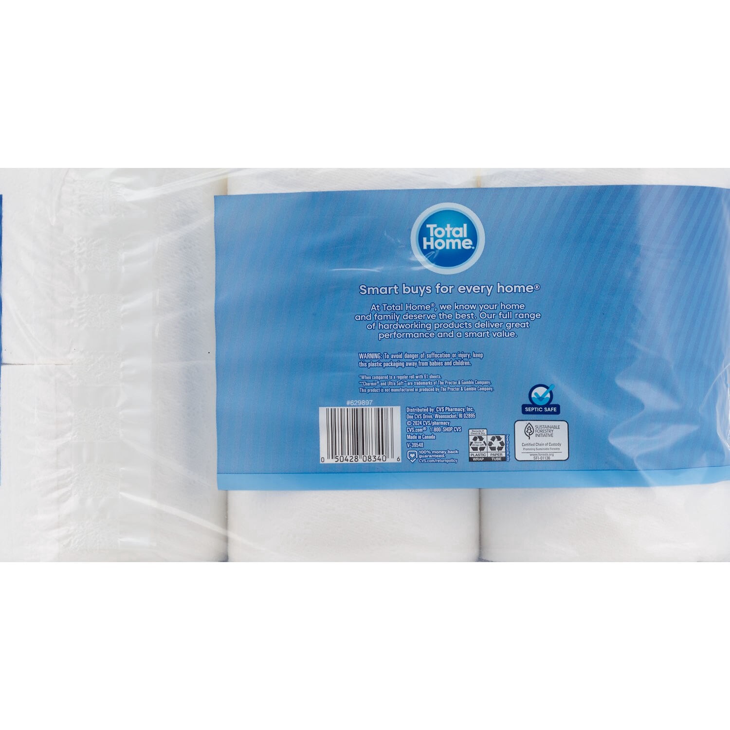 slide 2 of 2, Total Home Ultra Soft Premium Toilet Paper, 12 Mega Rolls, 284 sht