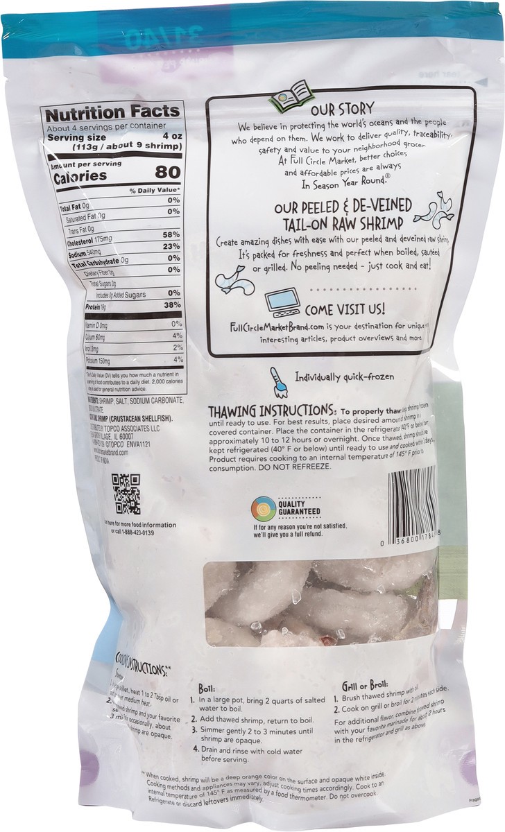 slide 2 of 14, Full Circle Market Tail-On Deveined Peeled Raw Shrimp 16 oz, 16 oz